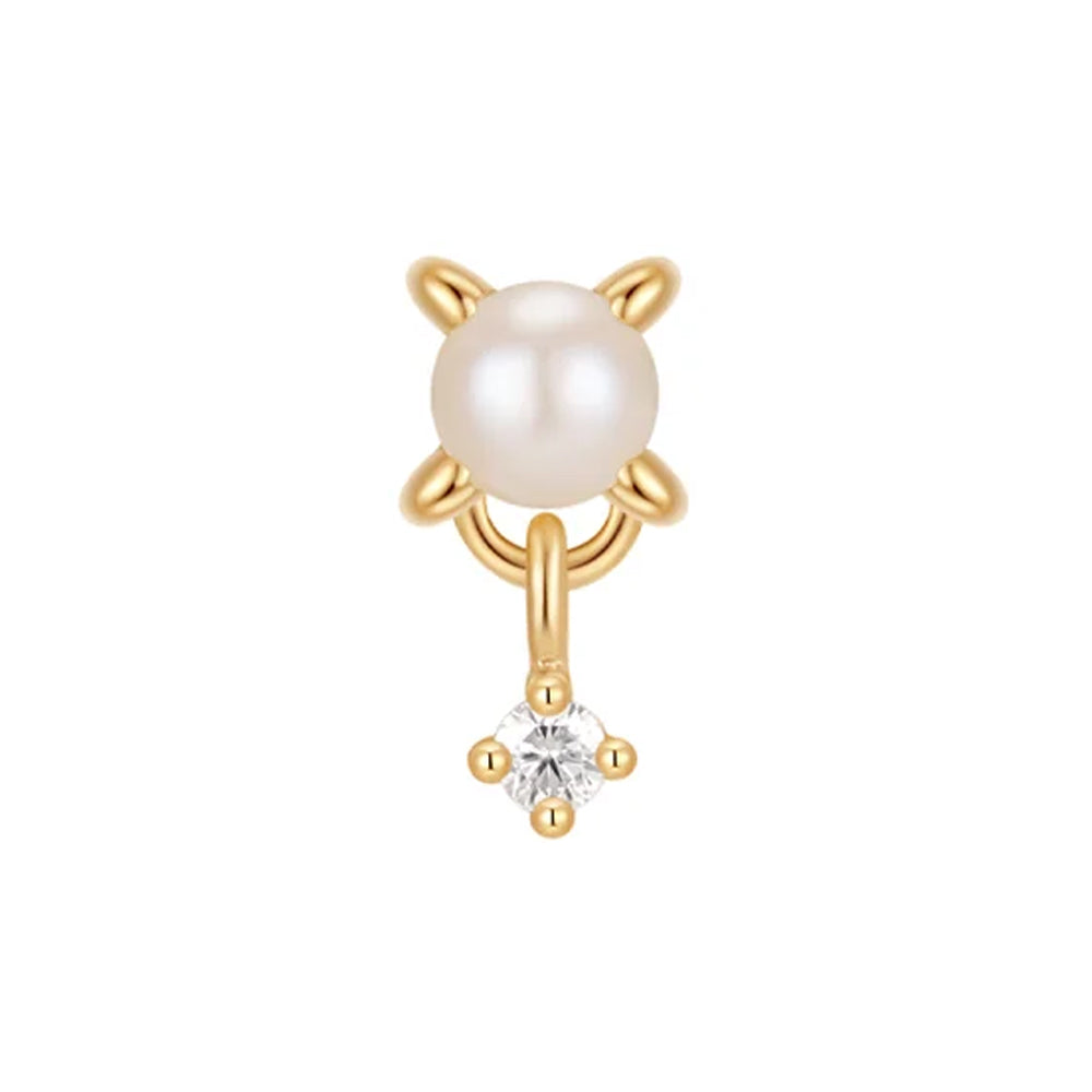 threadless: "Soft Serve" End in Gold with Pearl & Moissanite