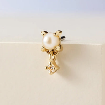 threadless: "Soft Serve" End in Gold with Pearl & Moissanite