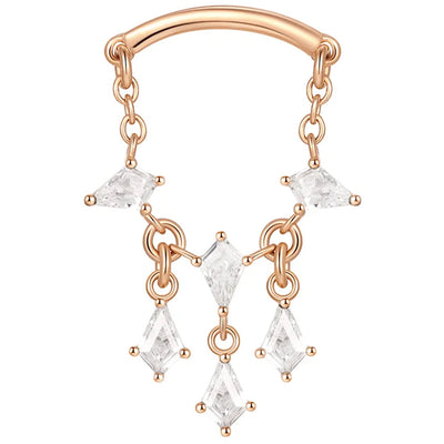 threadless: "Jewel Heist" Hidden Helix End with Chain in Gold with White CZ's