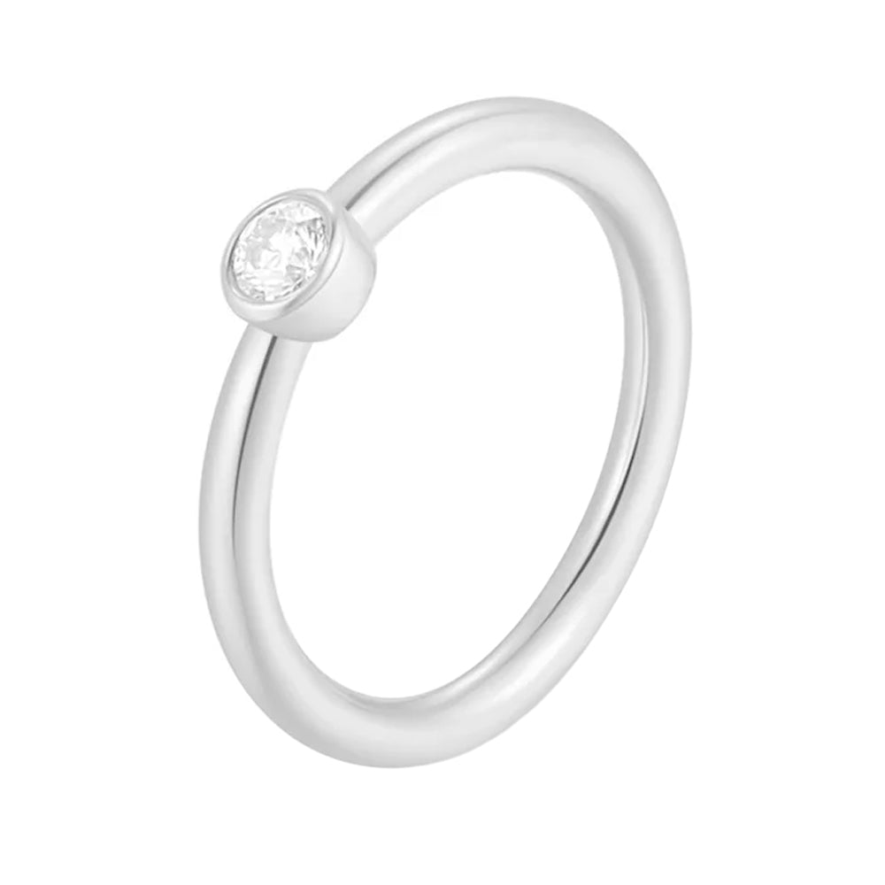 Fixed Bezel Seam Ring in Gold with Moissanite