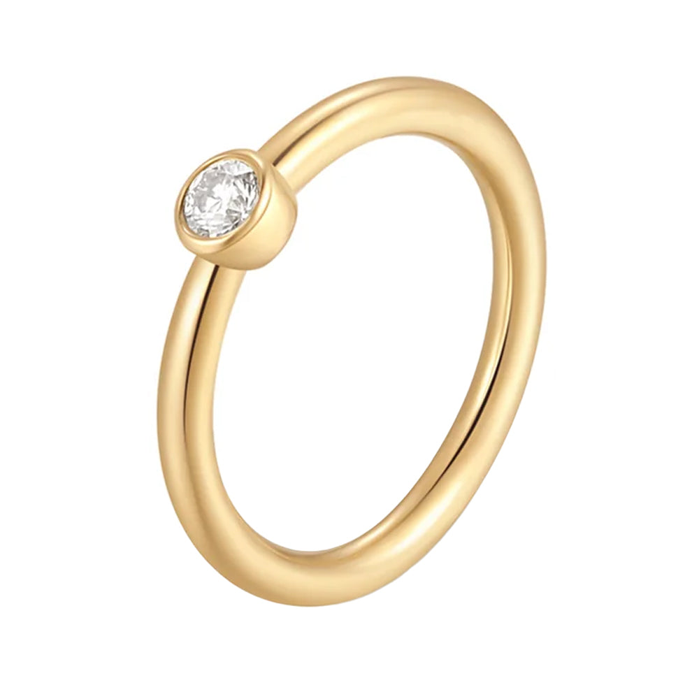 Fixed Bezel Seam Ring in Gold with Moissanite