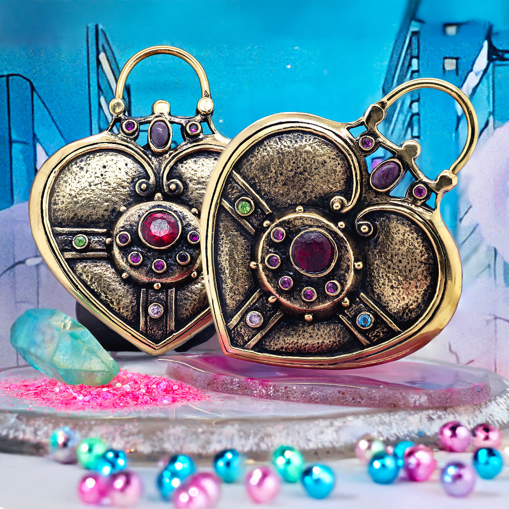 "Cosmic Heart Compact" Weights with Gemstones