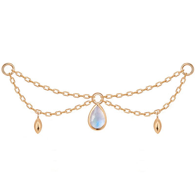 "Belle" Pear Chain Attachment in Gold with Moonstone