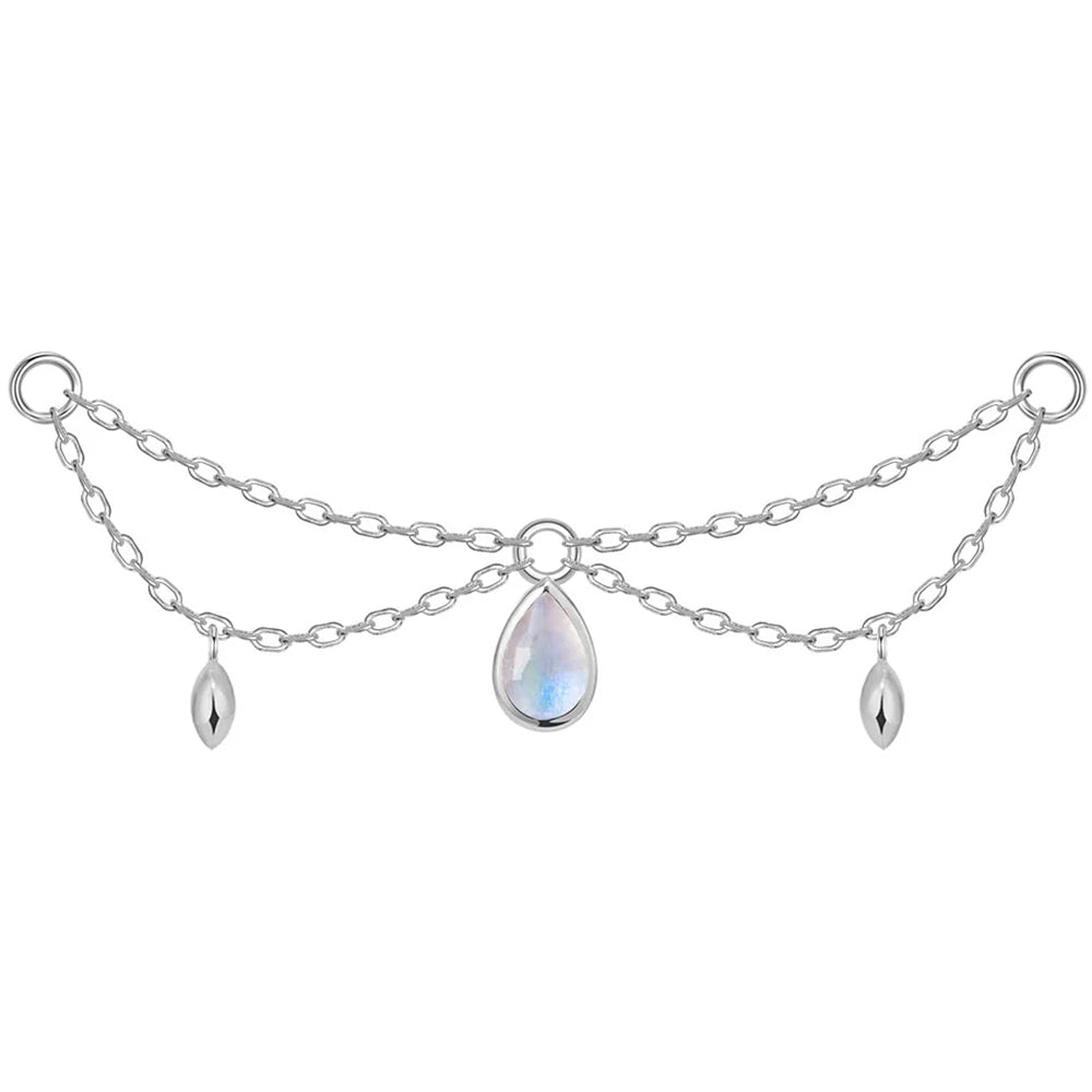 "Belle" Pear Chain Attachment in Gold with Moonstone
