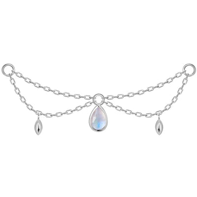 "Belle" Pear Chain Attachment in Gold with Moonstone