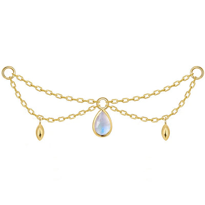 "Belle" Pear Chain Attachment in Gold with Moonstone