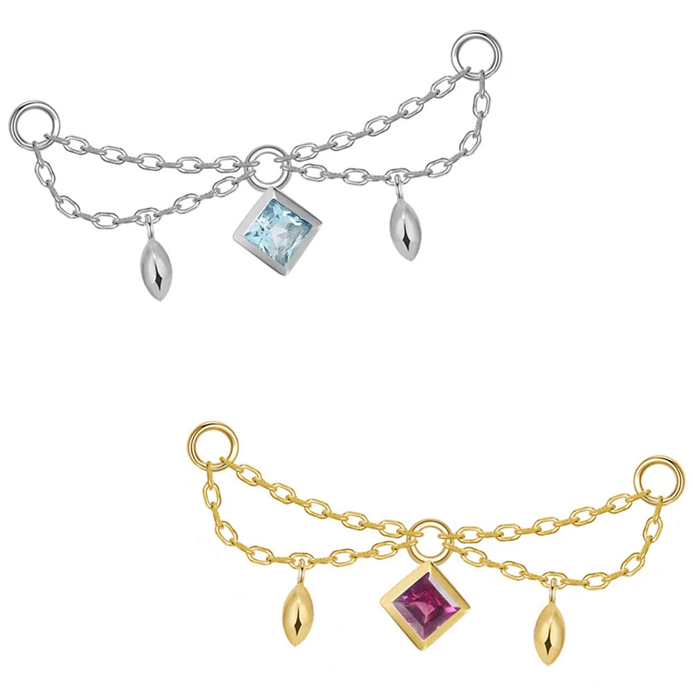"Belle" Princess Chain Attachment in Gold with Genuine Gemstones