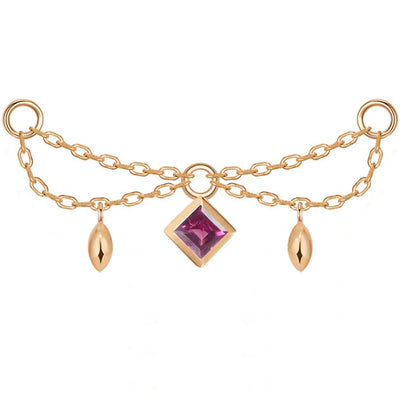 "Belle" Princess Chain Attachment in Gold with Genuine Gemstones