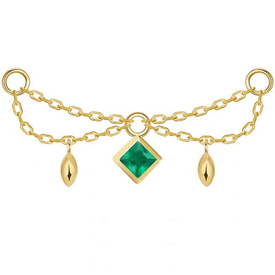 "Belle" Princess Chain Attachment in Gold with Genuine Gemstones