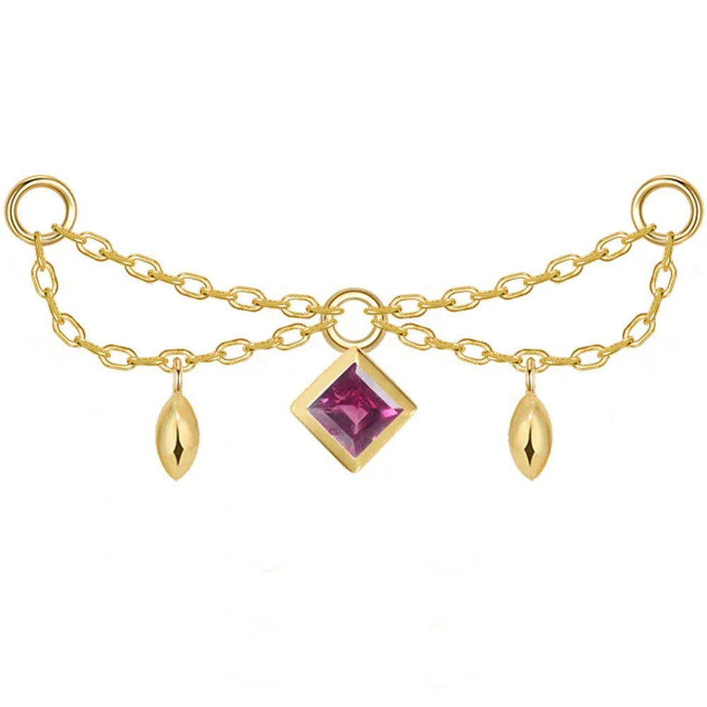"Belle" Princess Chain Attachment in Gold with Genuine Gemstones
