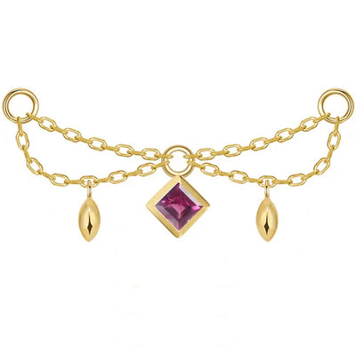 "Belle" Princess Chain Attachment in Gold with Genuine Gemstones
