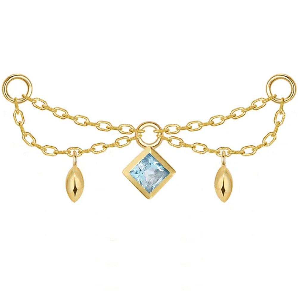 "Belle" Princess Chain Attachment in Gold with Genuine Gemstones