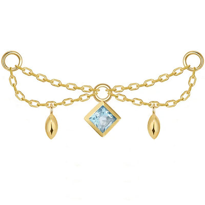 "Belle" Princess Chain Attachment in Gold with Genuine Gemstones