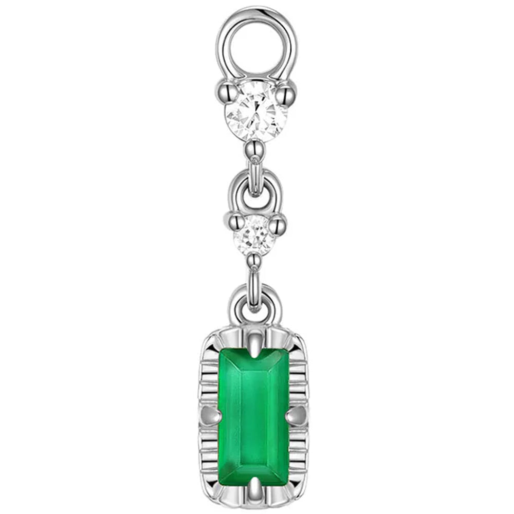 Baguette "Juvia" Chain Charm in Gold with Genuine Gemstones