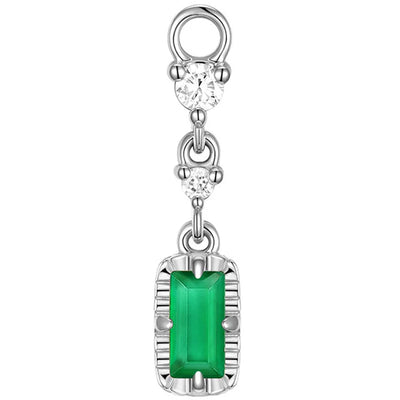 Baguette "Juvia" Chain Charm in Gold with Genuine Gemstones