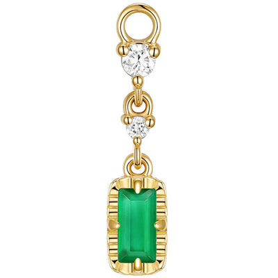 Baguette "Juvia" Chain Charm in Gold with Genuine Gemstones