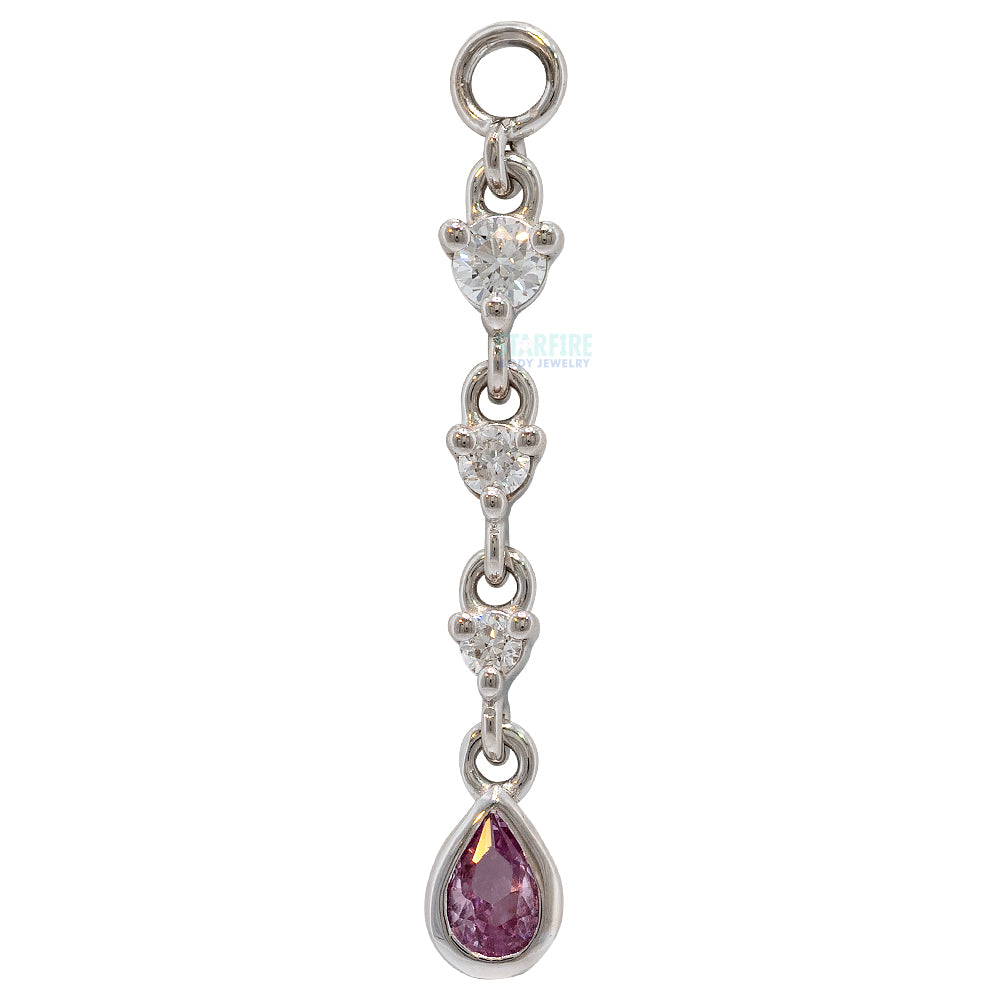 "Juvia" Chain Charm in Gold with Genuine Gemstones