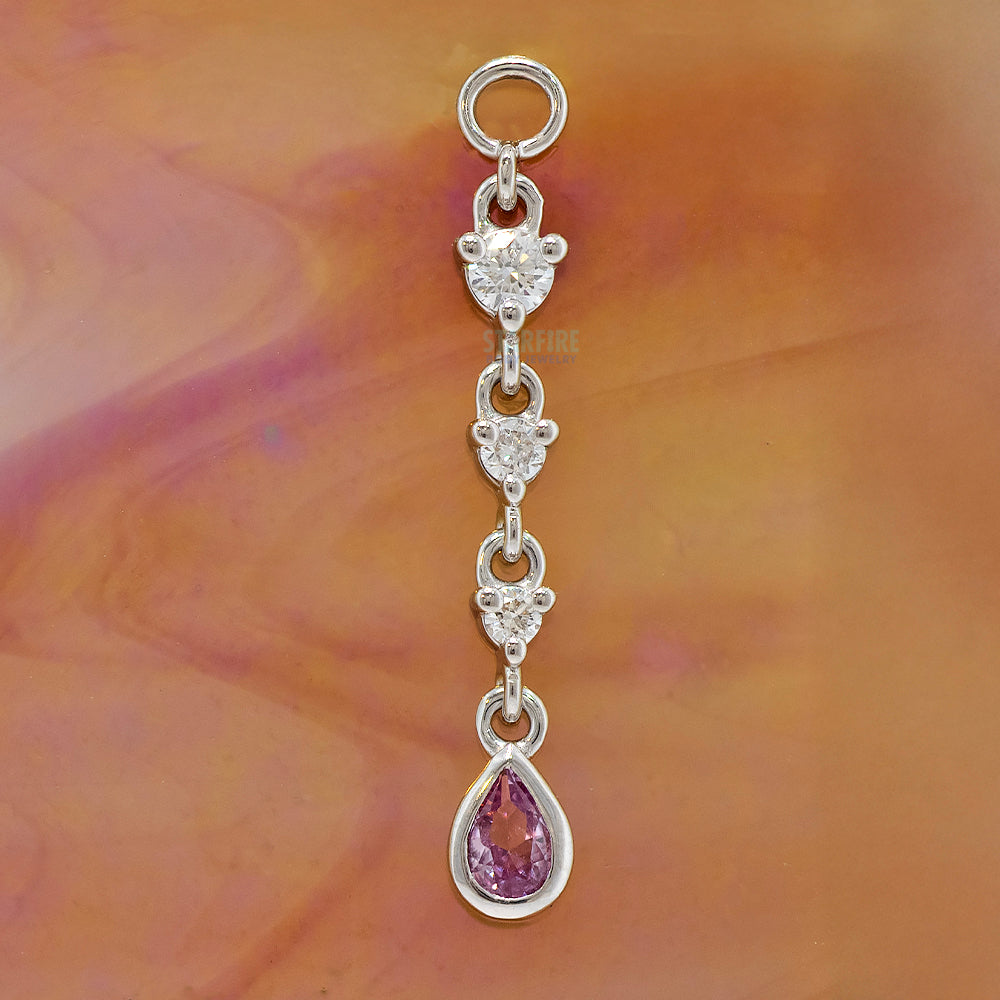 "Juvia" Chain Charm in Gold with Genuine Gemstones