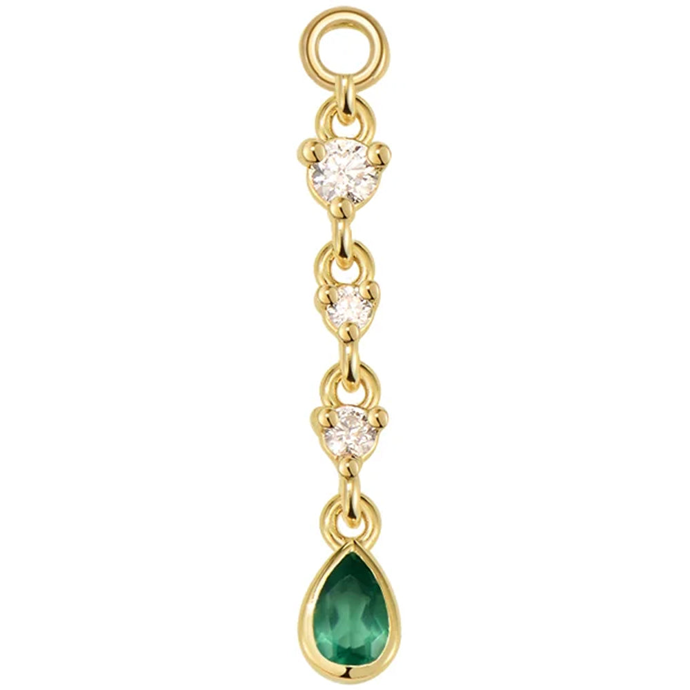 "Juvia" Chain Charm in Gold with Genuine Gemstones