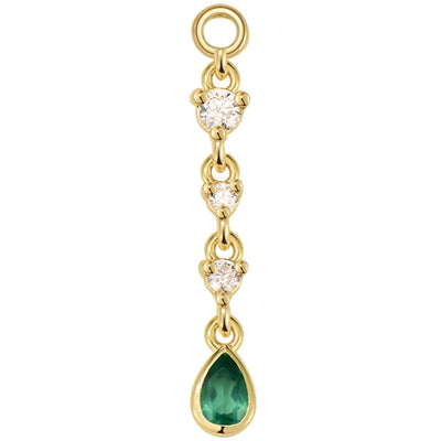 "Juvia" Chain Charm in Gold with Genuine Gemstones