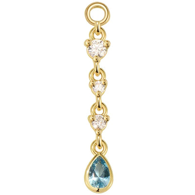 "Juvia" Chain Charm in Gold with Genuine Gemstones