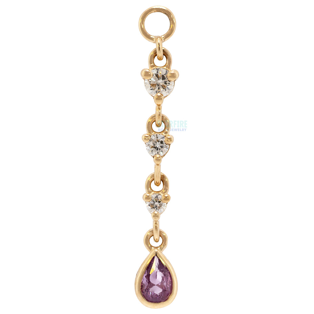 "Juvia" Chain Charm in Gold with Genuine Gemstones