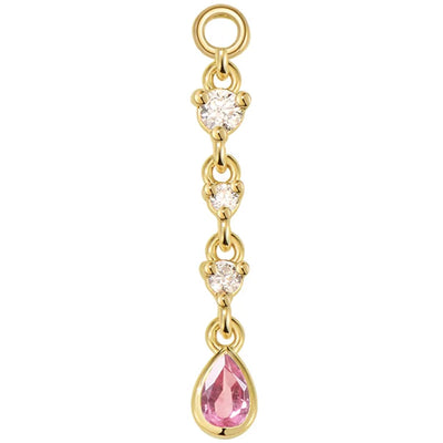 "Juvia" Chain Charm in Gold with Genuine Gemstones