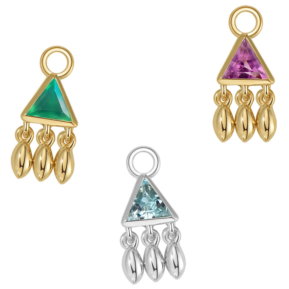 "Tessa" Charm in Gold with Colored Genuine Gemstone