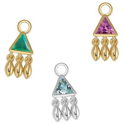 "Tessa" Charm in Gold with Colored Genuine Gemstone