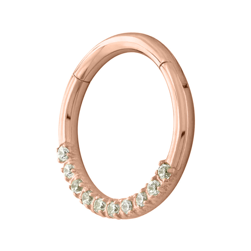 Front Facing Gemmed Hinge Ring / Clicker in Rose Gold