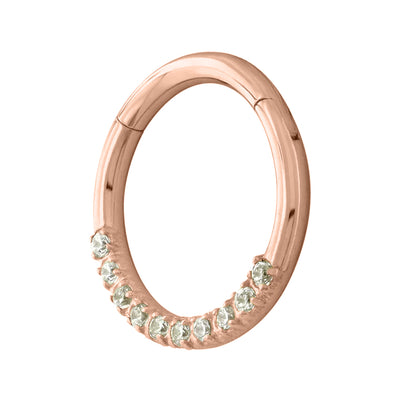 Front Facing Gemmed Hinge Ring / Clicker in Rose Gold