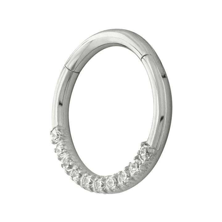 Front Facing Gemmed Hinge Ring / Clicker in Gold