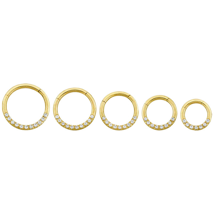 Front Facing Gemmed Hinge Ring / Clicker in Gold