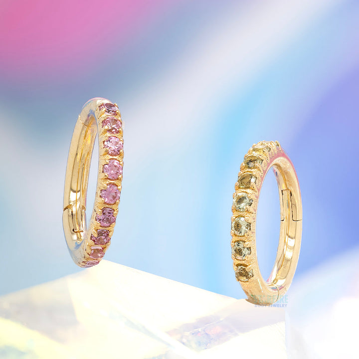 Side Facing Gemmed Hinge Ring / Clicker in Gold
