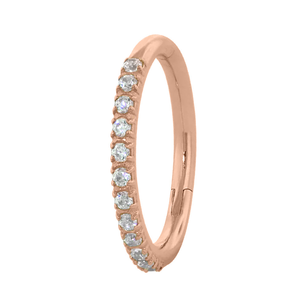 Side Facing Gemmed Hinge Ring / Clicker in Gold