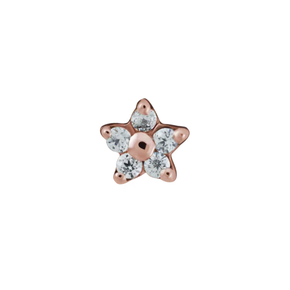 5 Stone Flower Threaded End in Gold with Faceted Gems