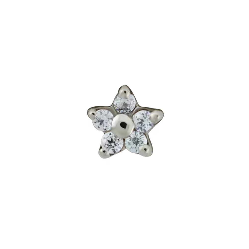 5 Stone Flower Threaded End in Gold with Faceted Gems