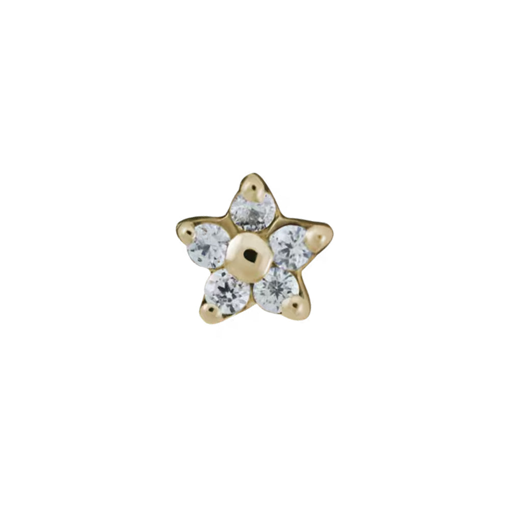 5 Stone Flower Threaded End in Gold with Faceted Gems