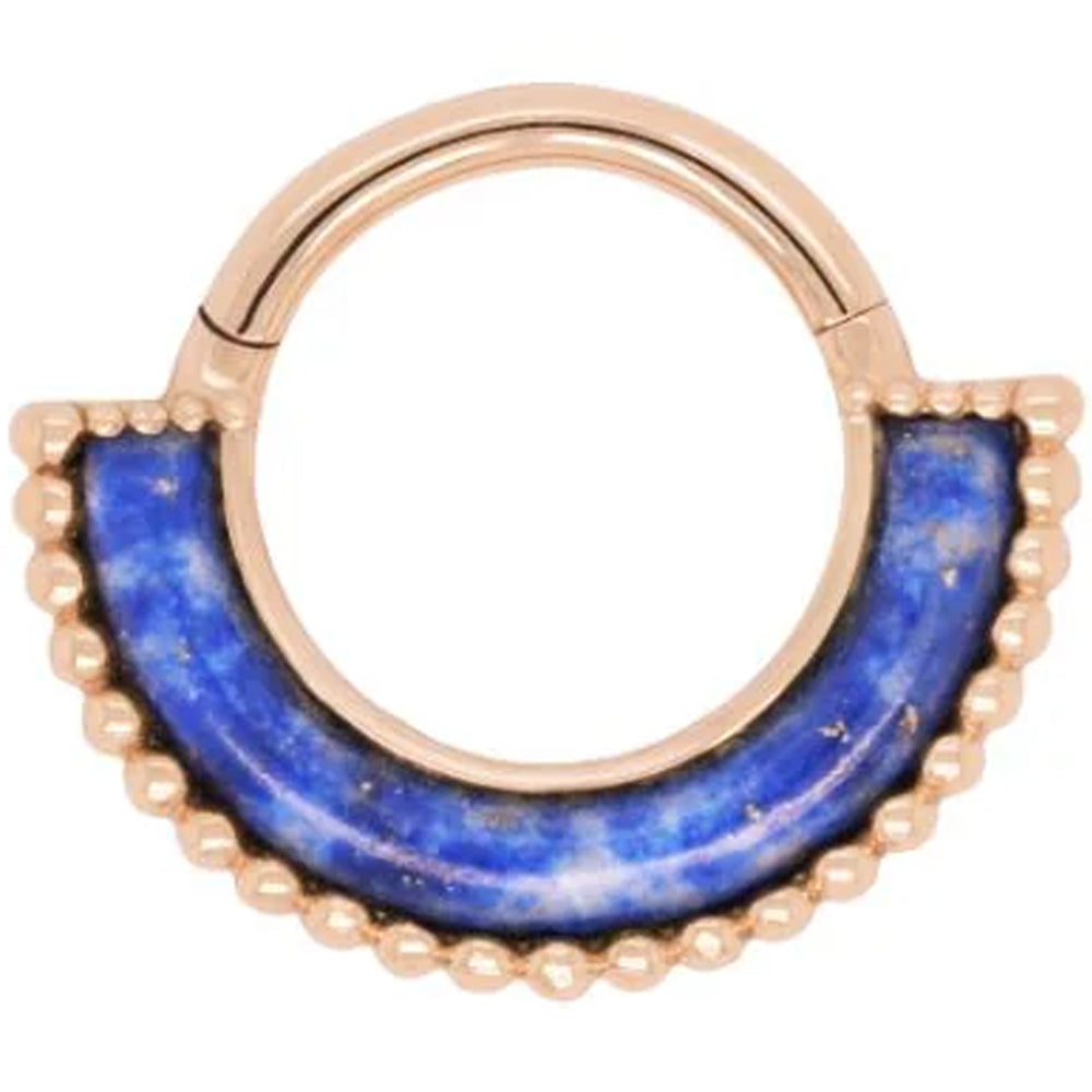 "Harmonic" Hinge Ring / Clicker in Gold with Lapis
