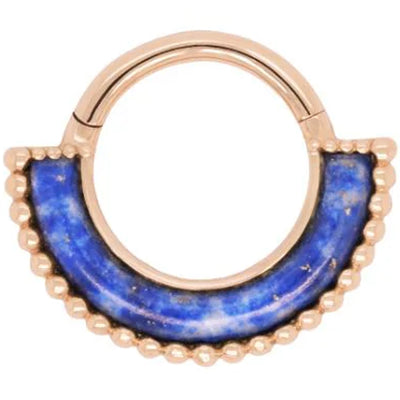 "Harmonic" Hinge Ring / Clicker in Gold with Lapis