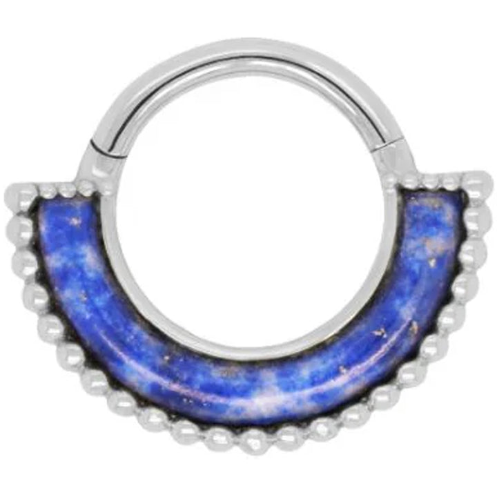 "Harmonic" Hinge Ring / Clicker in Gold with Lapis