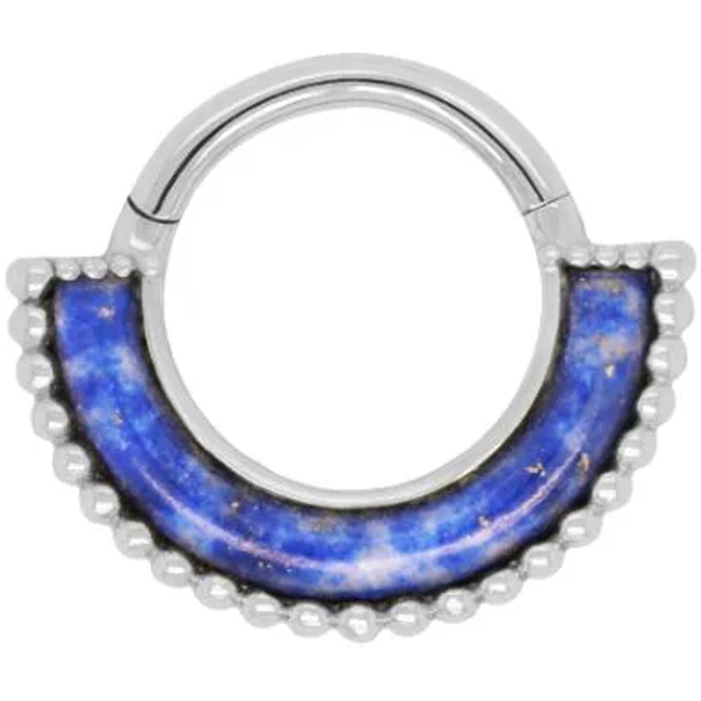 "Harmonic" Hinge Ring / Clicker in Gold with Lapis
