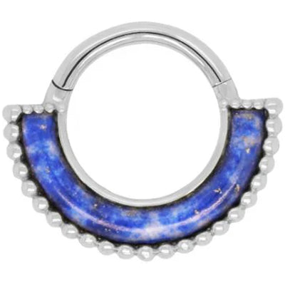 "Harmonic" Hinge Ring / Clicker in Gold with Lapis
