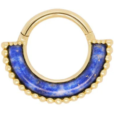 "Harmonic" Hinge Ring / Clicker in Gold with Lapis