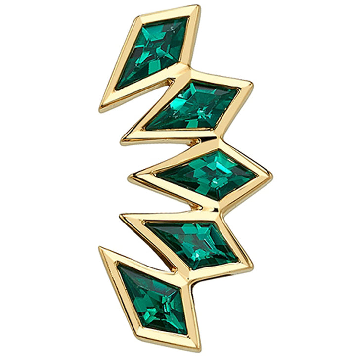 "Ishtar" Threaded End in Gold & Platinum with Chatham Emeralds