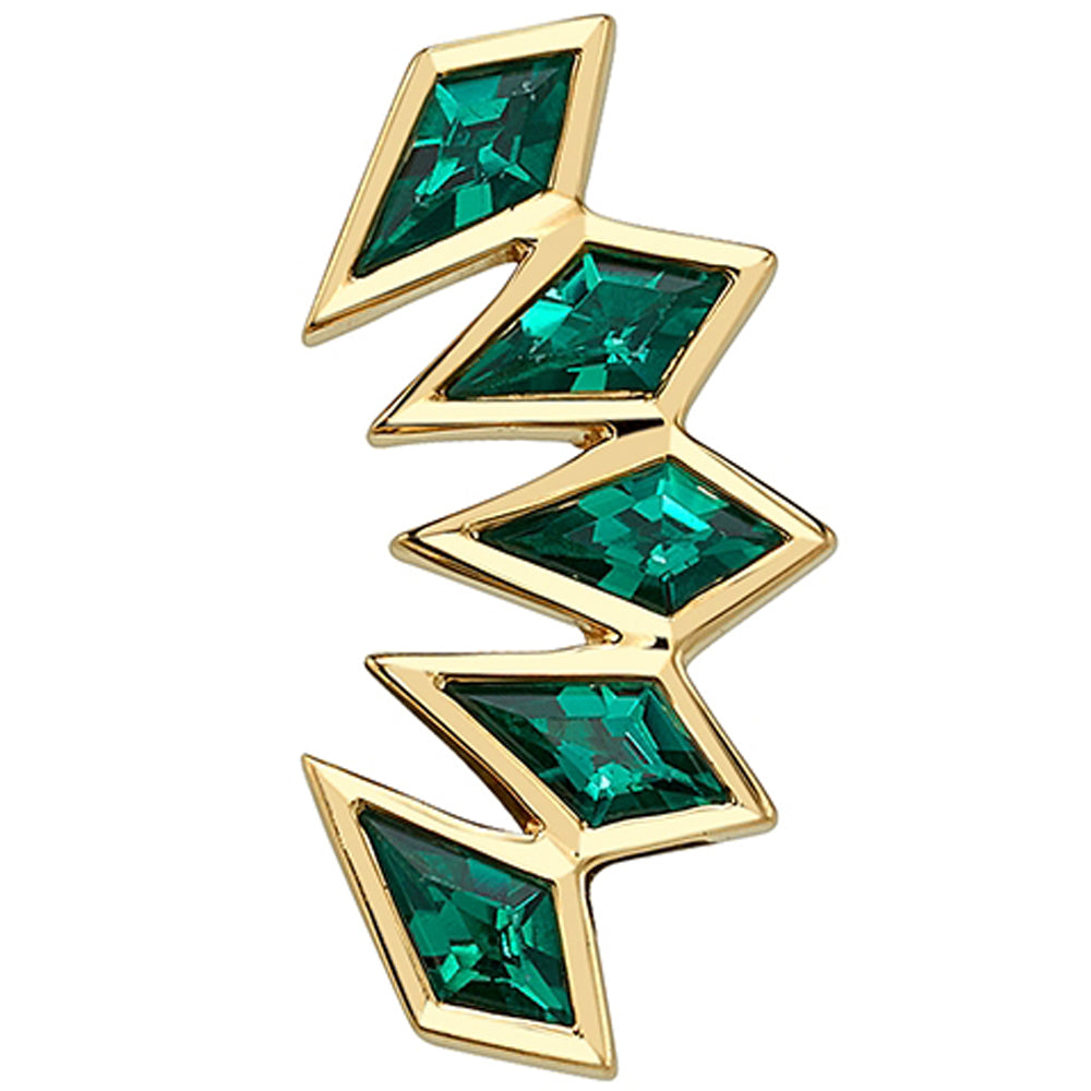 "Ishtar" Threaded End in Gold & Platinum with Chatham Emeralds