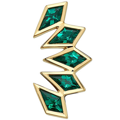 "Ishtar" Threaded End in Gold & Platinum with Chatham Emeralds
