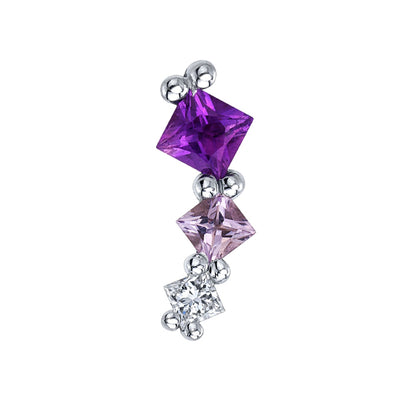 Tiny "Sher" Threaded End in Gold & Platinum with Amethyst, Light Amethyst & Diamond