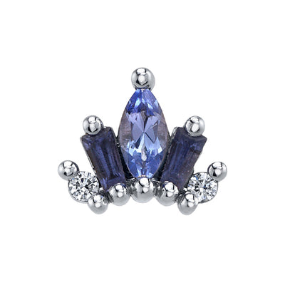 Mini "La Princesa" Threaded End in Gold & Platinum with Tanzanite, Iolite & Diamonds