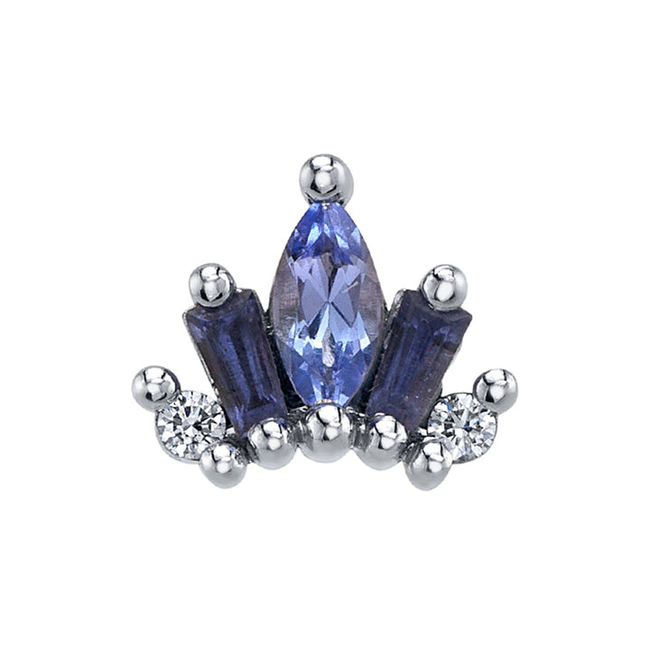 Mini "La Princesa" Threaded End in Gold & Platinum with Tanzanite, Iolite & Diamonds